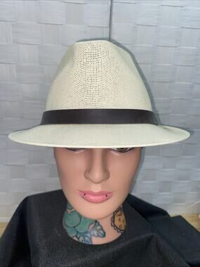 Riviera Maya Fedora Cream Straw Hat Beachy Vacation Sun Cancun Cozumel Medium